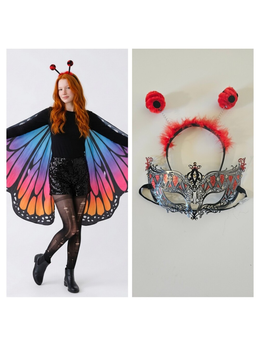 Spirit Halloween Red Black Butterfly Costume Set Adult XL NWT 6pc